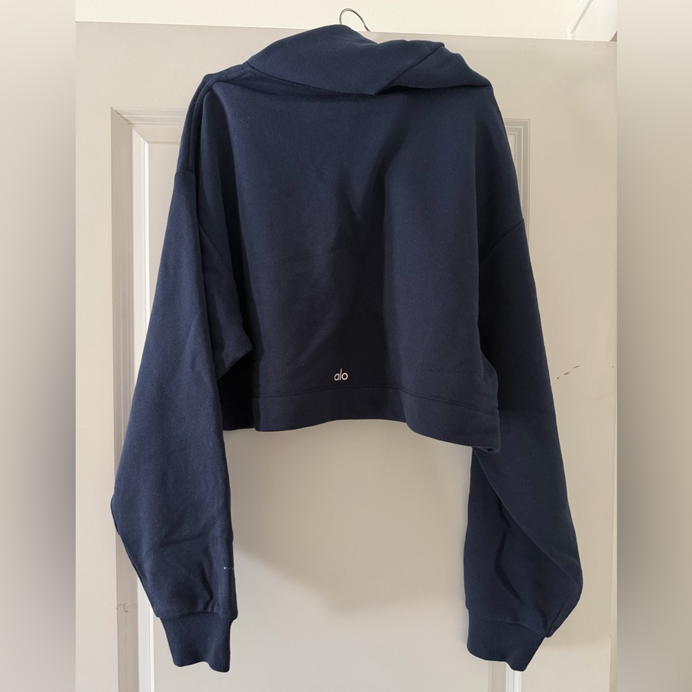 ALO Yoga Navy Cropped Hoodie Sweatshirt